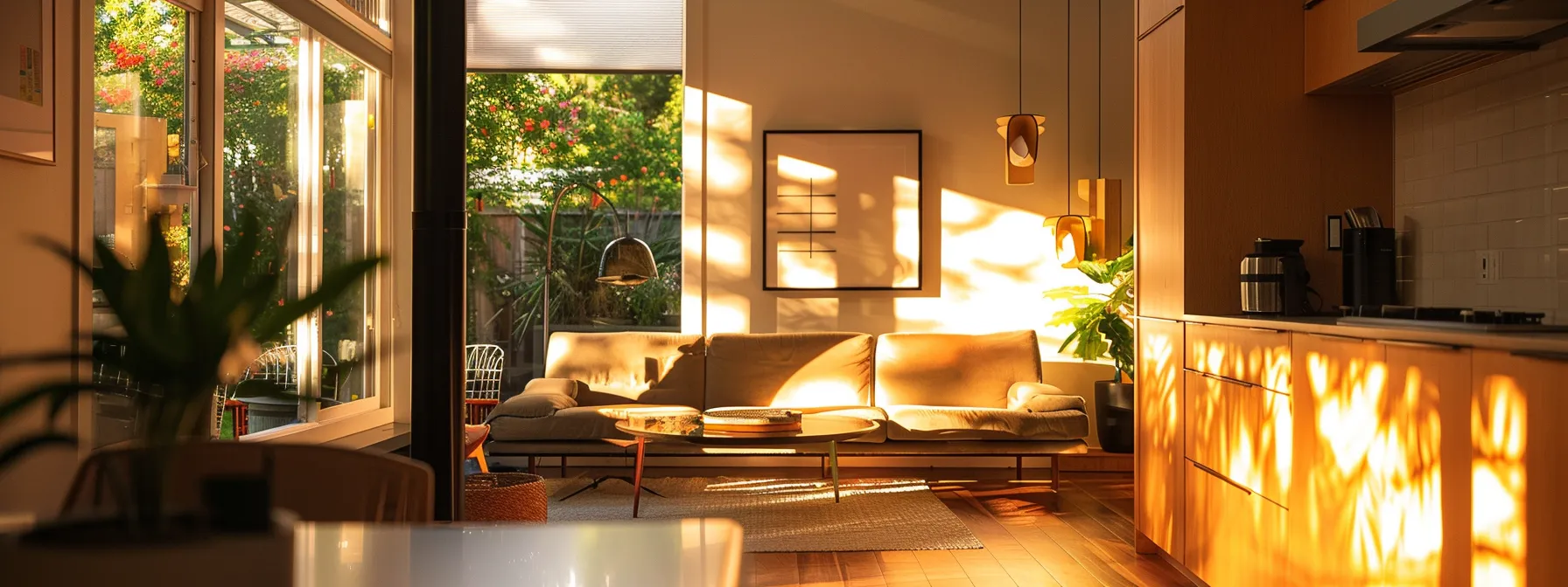 a softly illuminated, stylish interior of a ballard home renovation, showcasing a blend of modern sustainable materials and preserved architectural details, with construction tools subtly arranged to highlight the ongoing project.