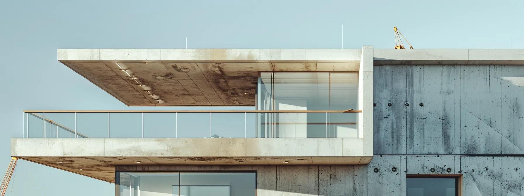 a modern vero beach home, showcasing sleek architectural lines and innovative materials, sits prominently against an urban construction site, reflecting the integration of local expertise and sustainable design practices tailored to the coastal environment.