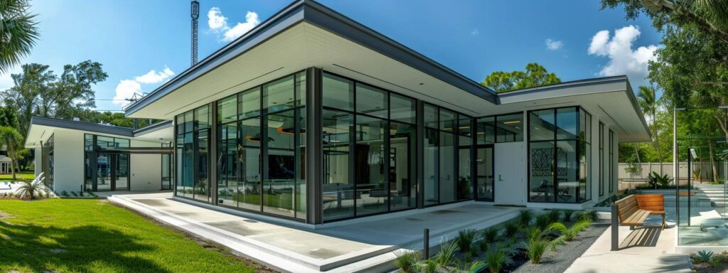 a modern office space in vero beach showcases a bright, immaculate new construction home with sleek architecture, highlighting its contemporary design and spacious interiors, symbolizing the future of real estate development in the area.