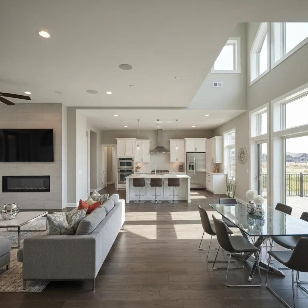Interior view of a custom home floor plan with open-concept living space